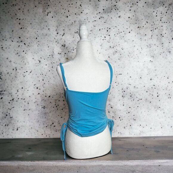 💝 Preowned Shein Draped Collar Drawstring Cami Tank Top - Blue - XS - Picture 3 of 4